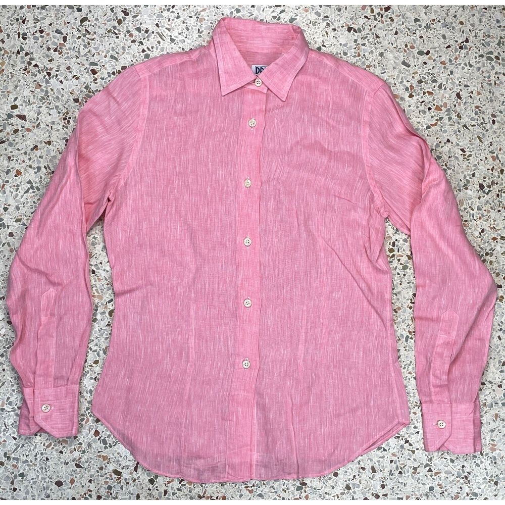 Dan Roma Women's Button Up Long Sleeve Pink Linen Shirt‎ Size Small